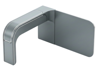 Modern minimalist silver metal handle on a transparent background