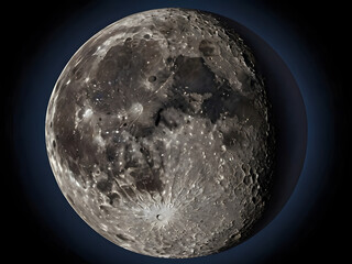 Naklejka premium Detailed Full Moon Surface Isolated on Dark Space Background