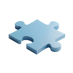 Single light blue puzzle piece isolated on transparent background