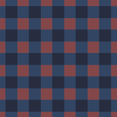 Checkered seamless pattern, dark blue and red plaid vector background