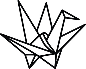Minimalist origami crane bird abstract line art vector graphic