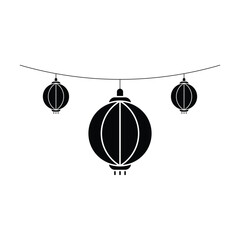 Chinese Lantern Icon Minimal Black Silhouette for New Year Festival