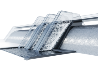 Futuristic hydroelectric dam with advanced water filtration on a transparent background