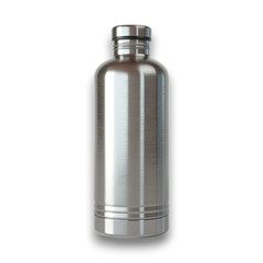 Durable brushed metal reusable water bottle isolated.