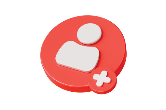 3d add user avatar button icon. signup concept. Minimal cartoon add user new account follow plus for app ui. isolated on white background. 3d render.