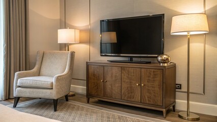 Stylish living room with a cozy chair and indoor plants for modern living