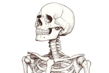 Front and rear skull view isolated on transparent background