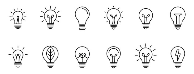 Light Bulb Icons. Minimalist Vector Illustration for Innovation and Smart Technology