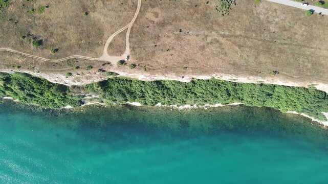 Aerial view of Black sea coast near Kaliakra cape, Dobrich Region, Bulgaria