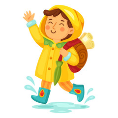 Rainy Day Explorer- A cute child in a raincoat