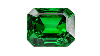 Emerald gemstone faceted cut isolated on white background