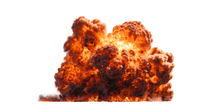 Large, Intense Fireball Explosion with Smoke Plume