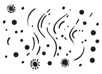 Abstract Black and White Seamless Pattern with Dots Lines and Splatters Vector Background for Fabric Wallpaper Wrapping Paper and Textile Design