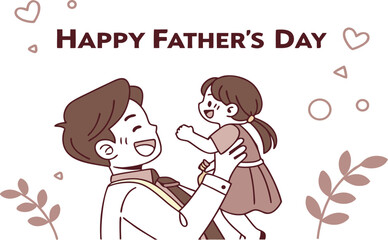 Happy wedding day cartoon vector illustration of a loving couple and heart design for a romance card