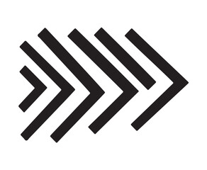 Five Parallel Arrows Pointing Rightward in Graduated Sizes Vector Illustration Isolated on White Background for Direction Progress and Movement Concepts