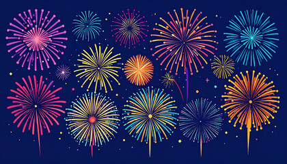 Fototapeta premium Colorful fireworks display on a dark background
