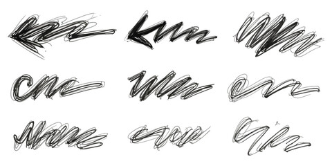 Hand Drawn Scribble Lines Arrows and Shapes Vector Illustration Set Isolated on White Background for Design Elements Website UI UX Banners Posters Social Media and Print Materials