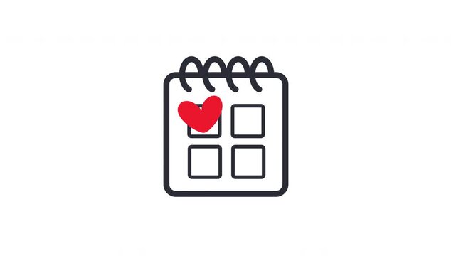 Recurring Monthly Donation Animation. Looping Heart Icon on Calendar for Charity and Non-Profits.