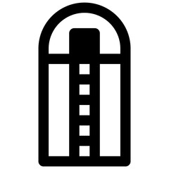 Silo. Outlined stroke vector icon with black-filled details. © Side Project