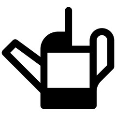 Watering can. Outlined stroke vector icon with black-filled details. © Side Project