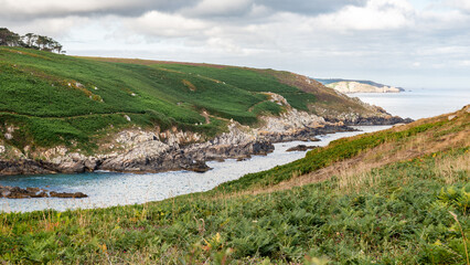 View of the cliffs around Pointe du Millier, in Finist&egrave;re, Brittany, France.