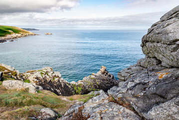 View of the cliffs around Pointe du Millier, in Finist&egrave;re, Brittany, France.