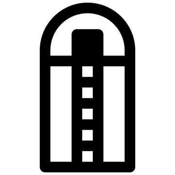 Silo. Outlined stroke vector icon with black-filled details.