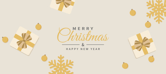 Simple Christmas banner with white and gold decoration