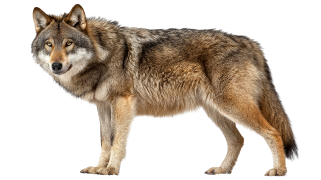 Gray wolf standing in snow during winter season - Powered by Adobe