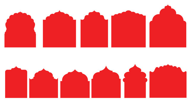 Traditional architectural gate shapes set inspired by Indian temple and cultural heritage