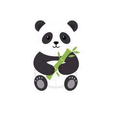 Cute Panda Holding Bamboo Illustration