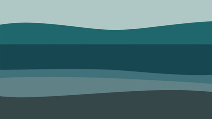 Obraz premium Abstract layered background with shades of blue and green creating a wavy horizon landscape view