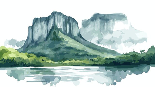 Canaima National Park. Canaima National Park hand drawn watercolor illustration