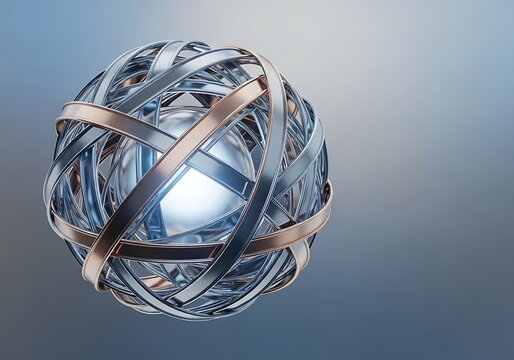 Abstract orb with metallic rings, futuristic design and modern aesthetics