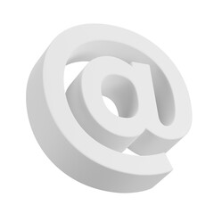 3D White At sign icon, 3D White At symbol icon, 3D Illustration. Mockup template. 3D Rendering