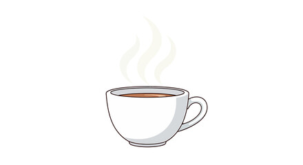 Illustration of a steaming cup of tea or coffee, a comforting beverage, perfect for breakfast