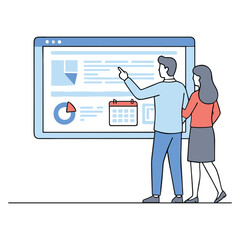 Project Management Screen vector illustration