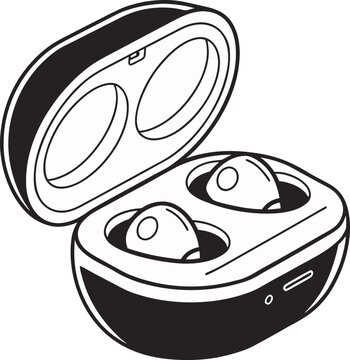 illustration of a black and white airpod illustration