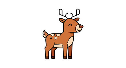 Delightful cartoon deer illustration with prominent antlers and charming spots, a cheerful character perfect for holiday designs, children's books, or seasonal greeting cards