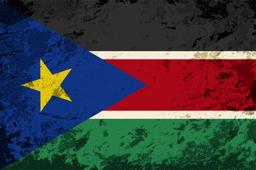 South Sudan flag brush stroke grunge style background layout. Vector illustration.