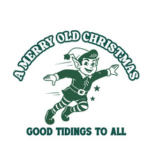 Retro Christmas Elf Illustration – 