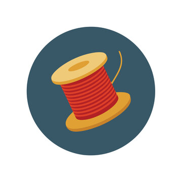 Janeu thread coiled on thali vector flat icon with subtle gold and red accents