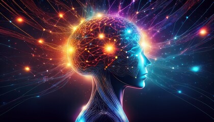 visualization of intelligence and thought networks brainstorming wallpaper digital art generative ai background backdrop