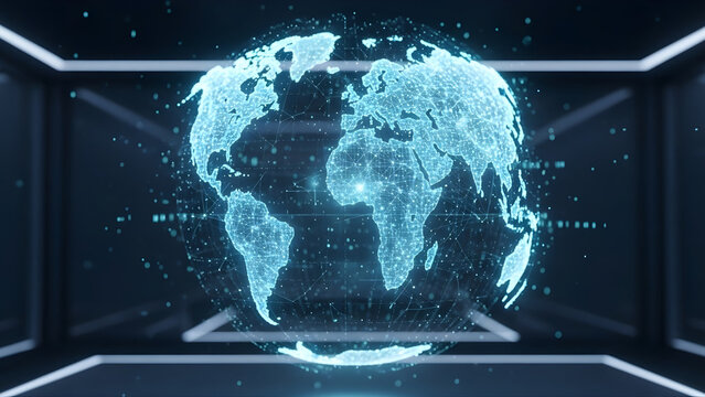 world map on blue background