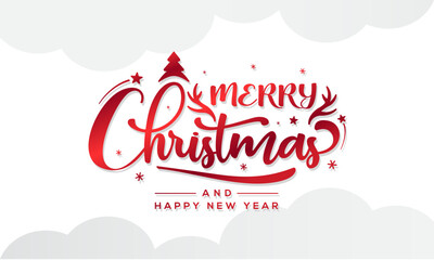 Merry Christmas and Happy New Year's text design vector 