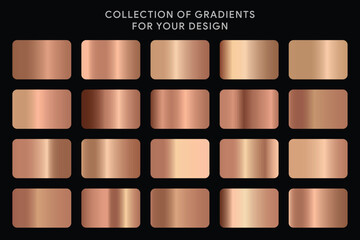 Set Of Colourful Rose Gold Metal Gradients