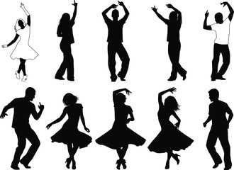 Dance Silhouettes – Expressive Poses of Male and Female Figures in Motion