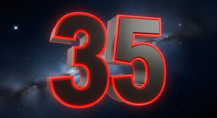 Black number 35 with red outline