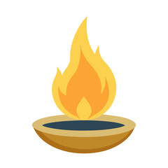 Copper lota filled with Ganga water and mango leaves flat vector illustration