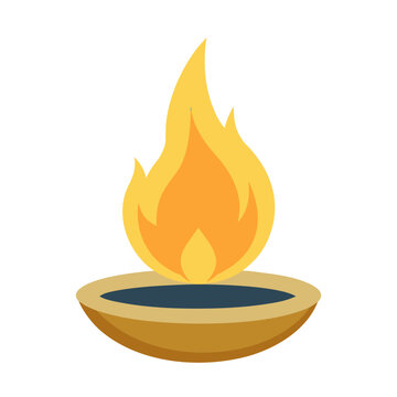 Copper lota filled with Ganga water and mango leaves flat vector illustration